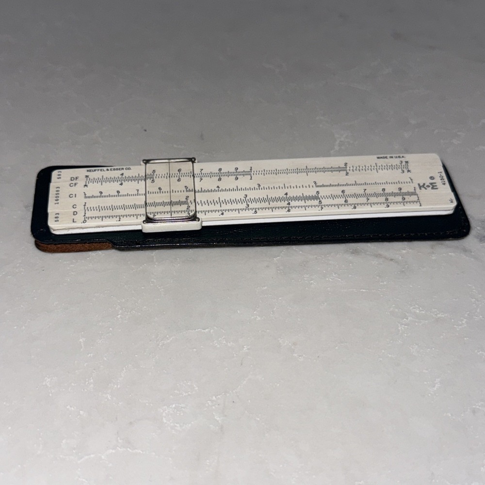 Vintage Keuffel & Esser Slide Rule K&E With Black Leather Case 4150-1, 1950-51